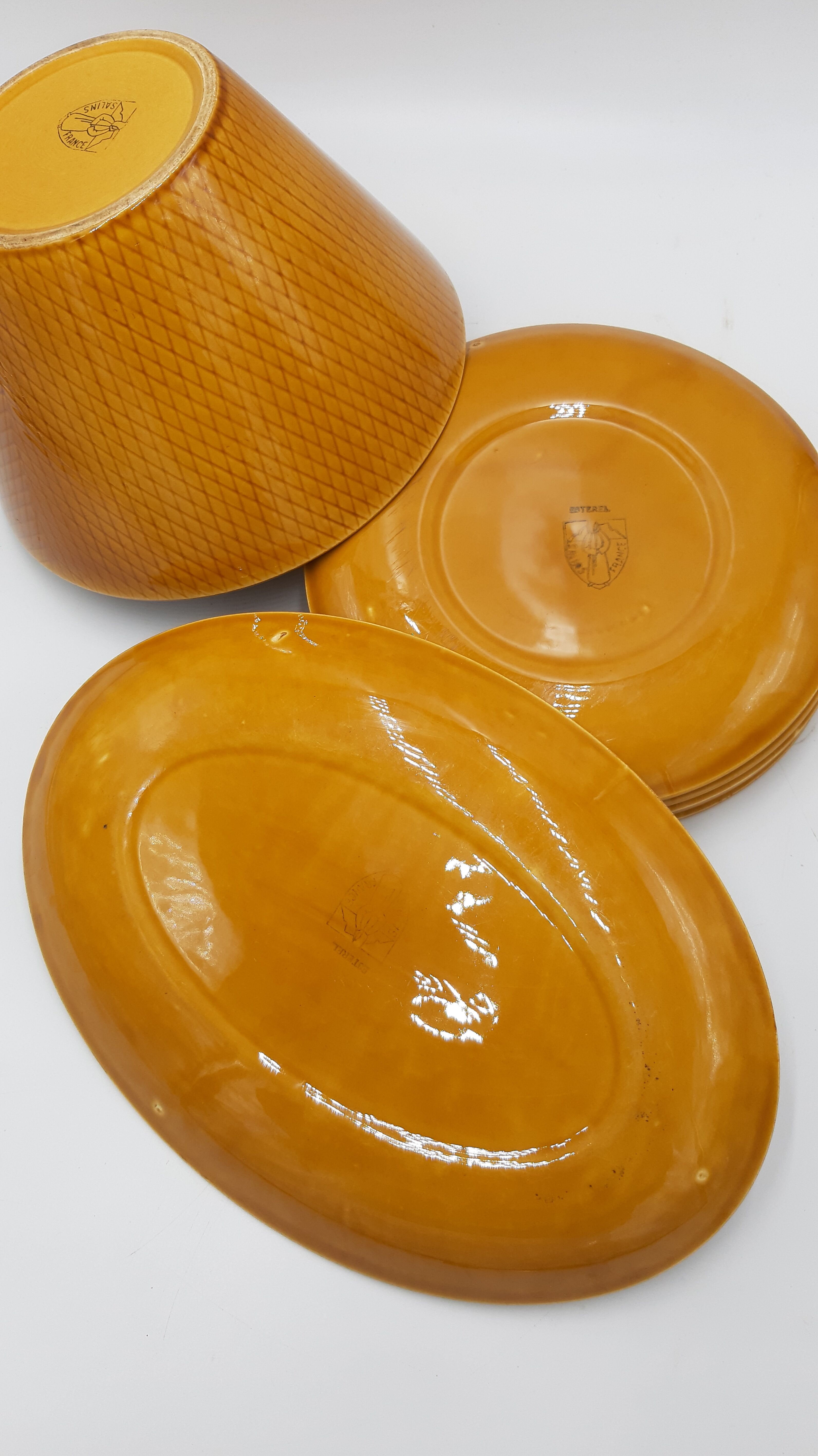 Service esterel 8 ceramic plates salins graphic honey color
