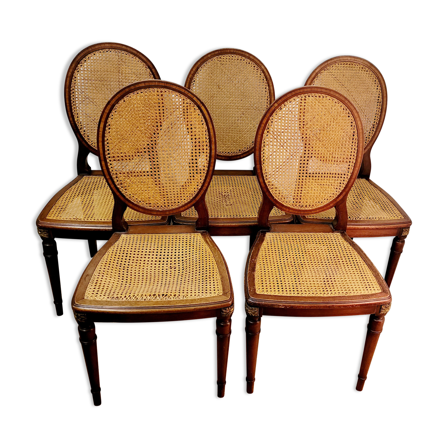 5 Louis XVI style medallion chairs