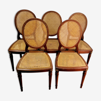 5 chaises médaillon style Louis XVI