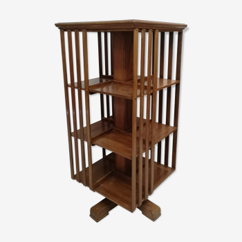 Old teak rotating bookcase