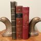 Pair of heavy brass bookends in the shape of eagle heads