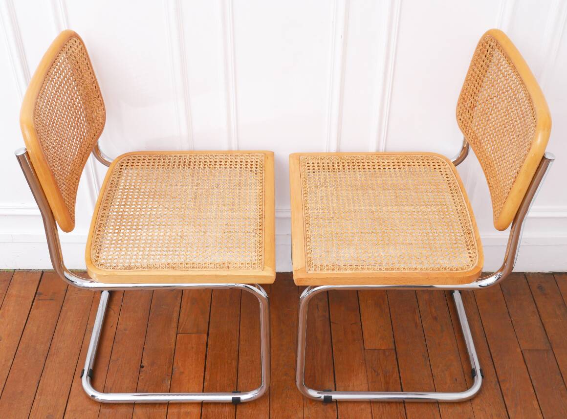 2 Cesca B32 Breuer Chairs Made in Italy - Canework of the seats redone