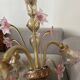 Murano glass chandelier Venetian flowers, circa 1950/1970 pink yellow