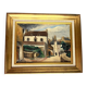 Tableau : huile sur panneau vue de village