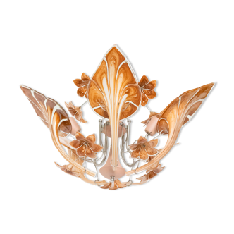 Murano Iris glass chandelier and Calla flowers, vintage