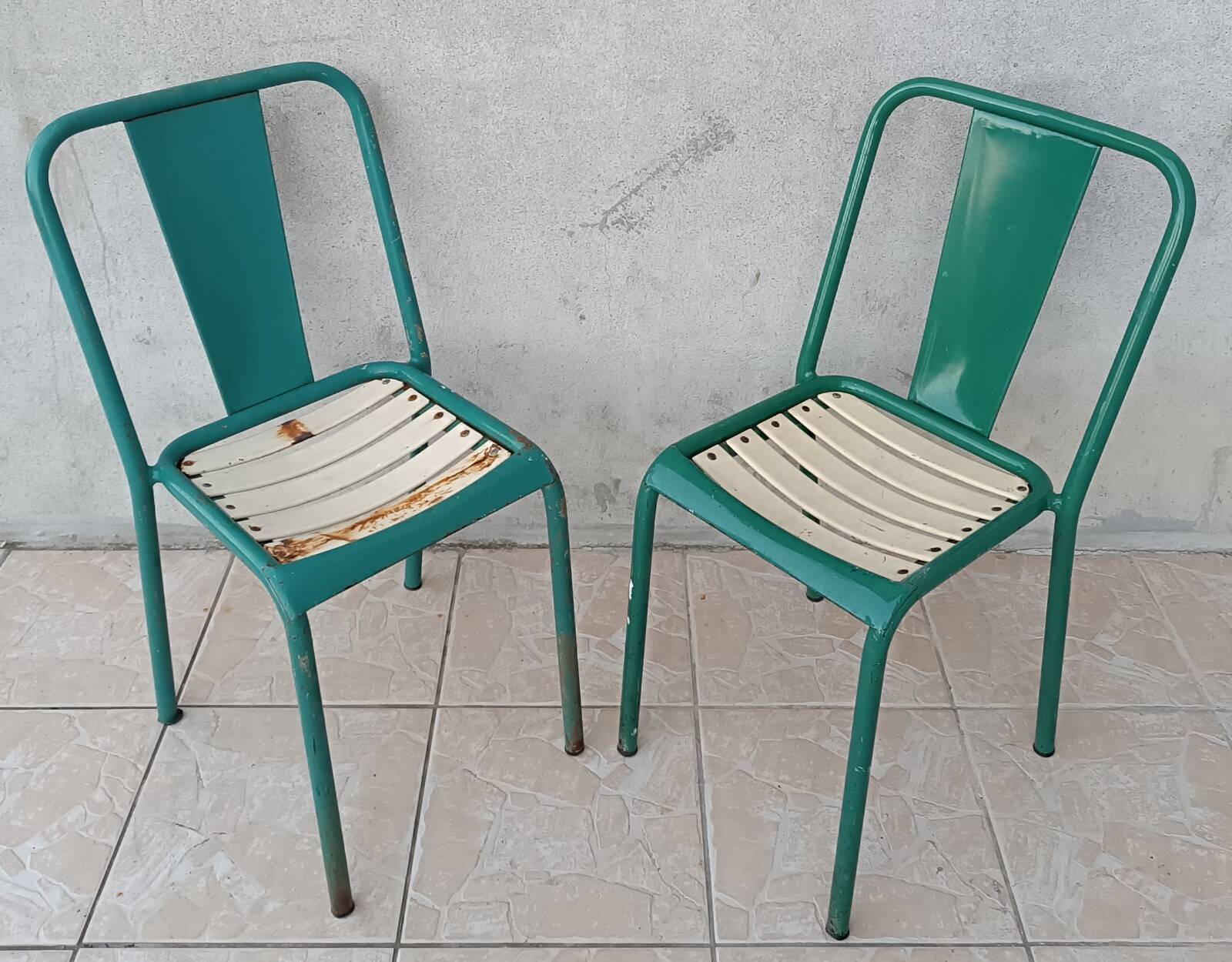 Pair of bistro Tolix chairs