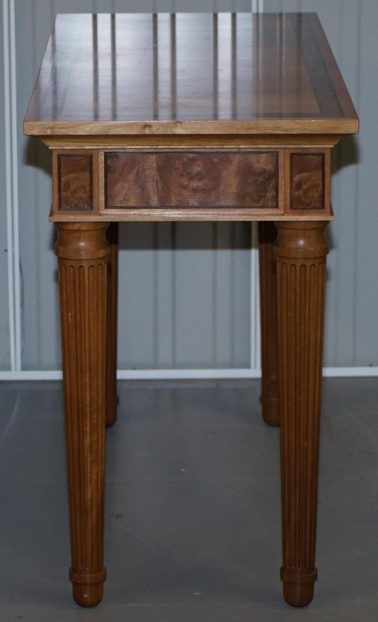 Pair of console tables David Linley 1993 walnut burr