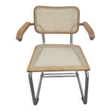Breuer style armchair in original vintage canework