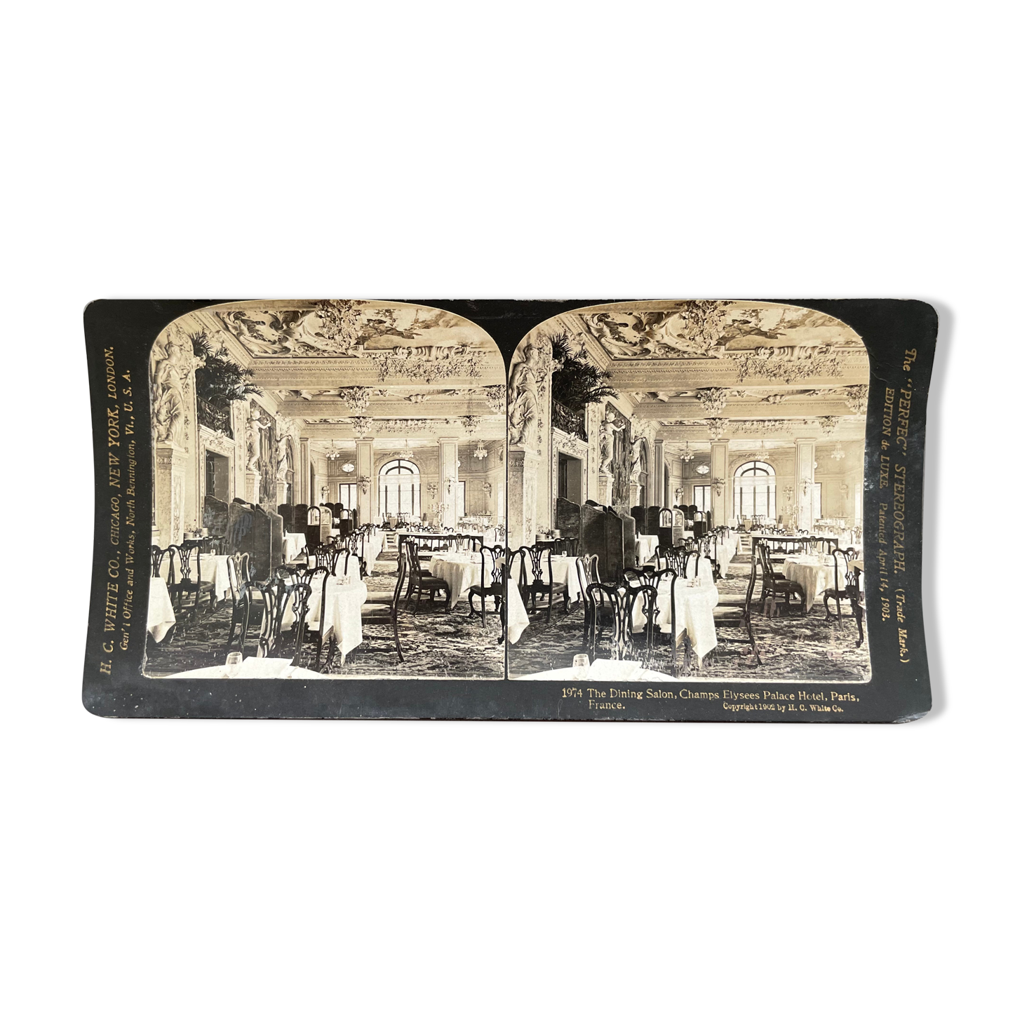 Old photography stereo, stereograph, luxury, albumine 1903 Palace Hotel des Champs-Elysées Paris
