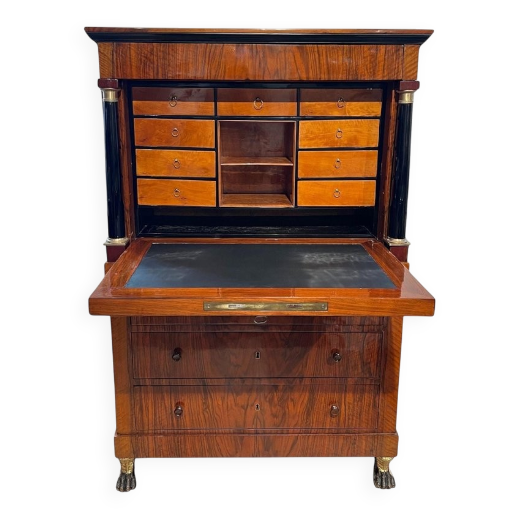 Biedermeier Secretary in Walnut and Maple, 1820