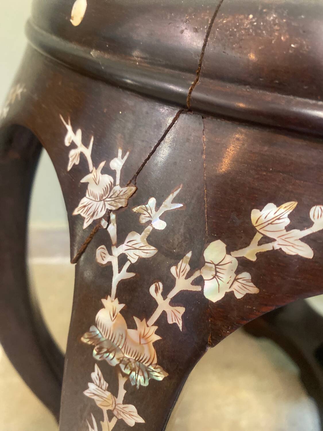 Mother-of-pearl inlay stool