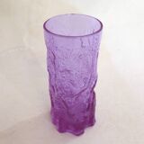 Mauve glass bark-patterned goblet vase, 1960s