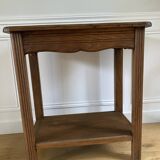 Console, Vintage side table with a drawer and a low shelf in solid wood