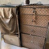 1930s travel trunk art deco fabric