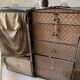 1930s travel trunk art deco fabric
