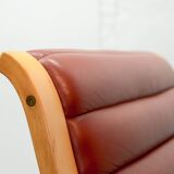 Padded Red Leather High Back AX Lounge Chairs by Hvidt and Molgaard Nielsen