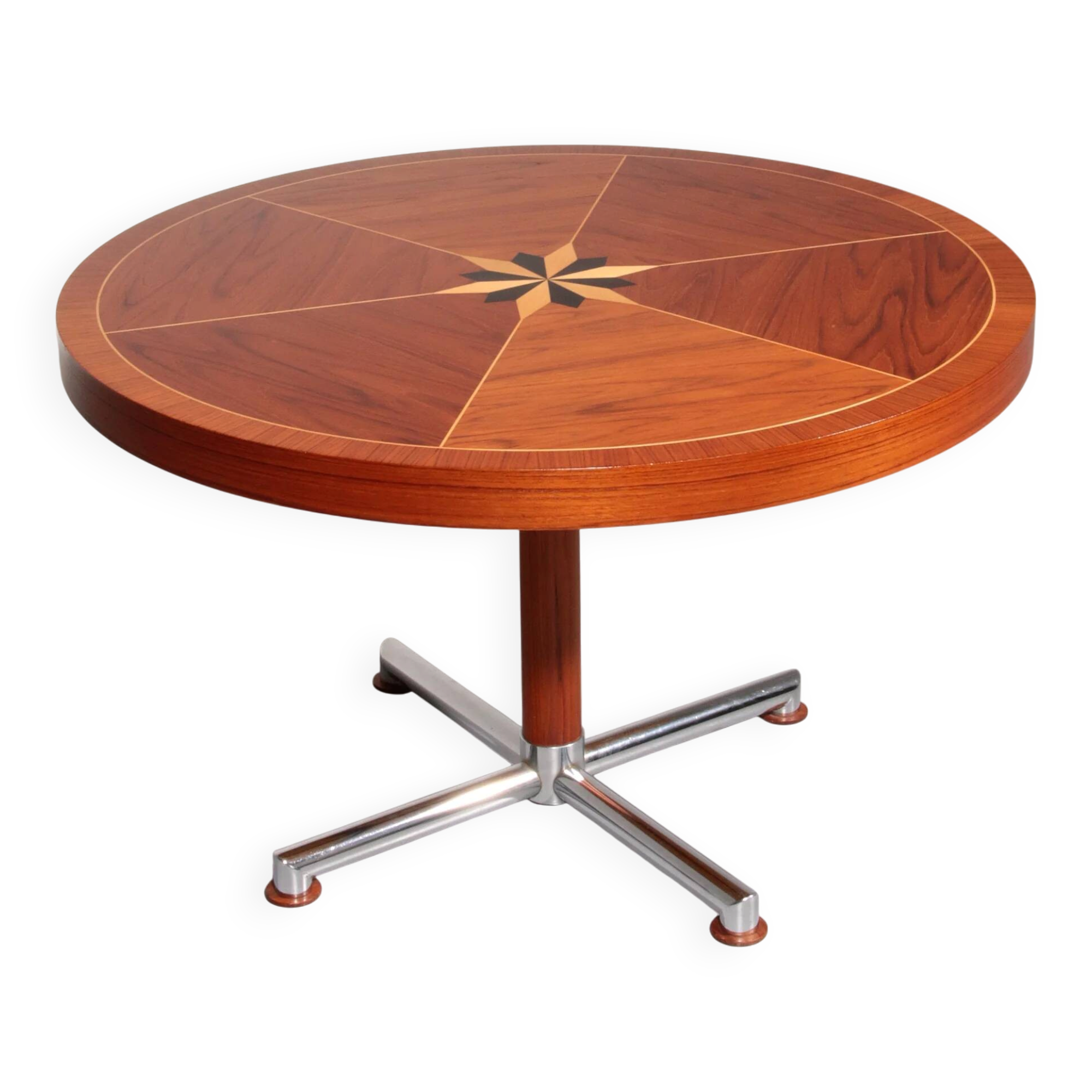 Italian mid-century dining table with stunning inlay star