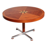 Table à manger italienne du milieu du siècle avec un magnifique inlay en étoile.