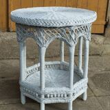 ROUND COFFEE TABLE IN WHITE RATTAN