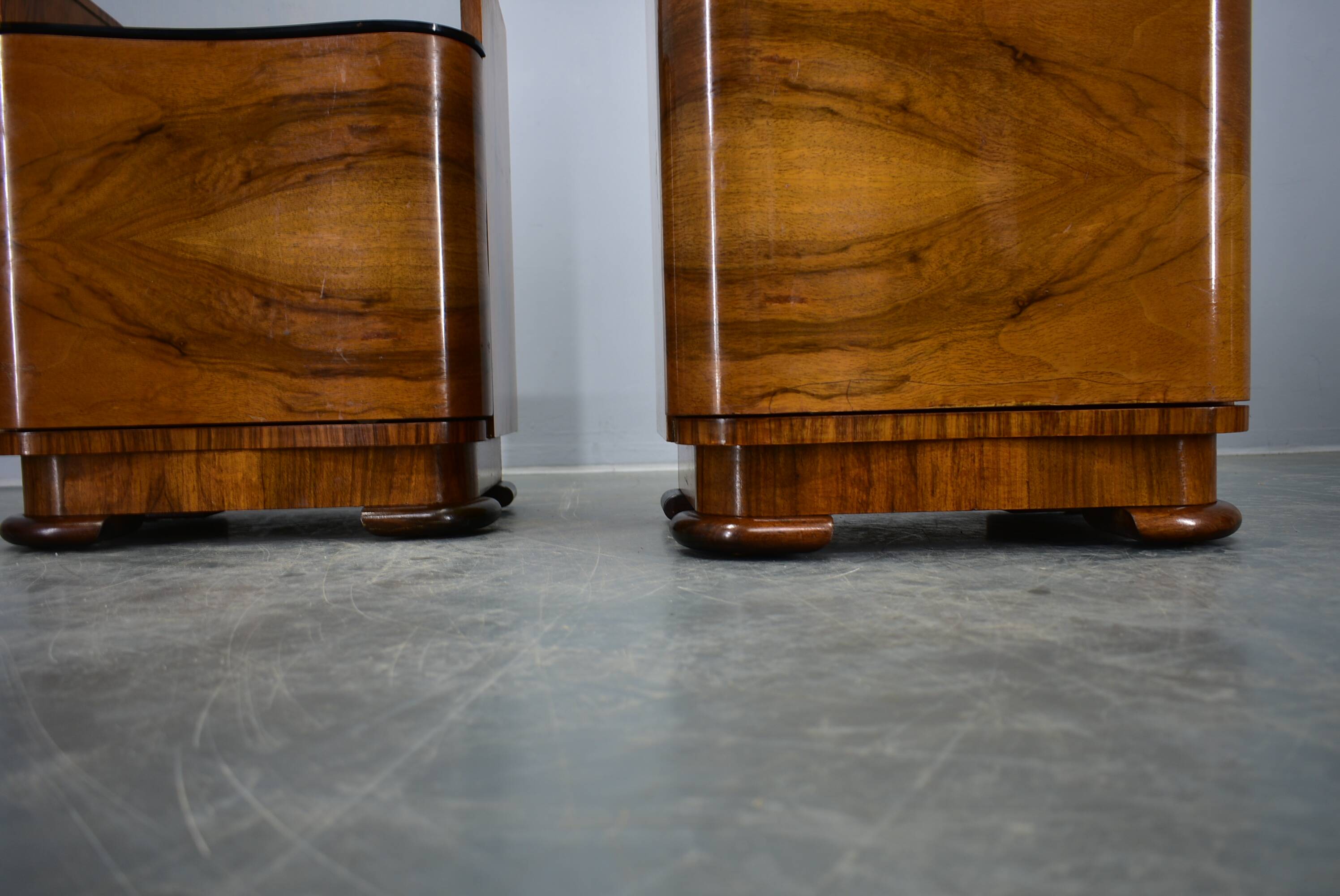 1940s pair of Art Deco bedside tables, Czechoslovakia