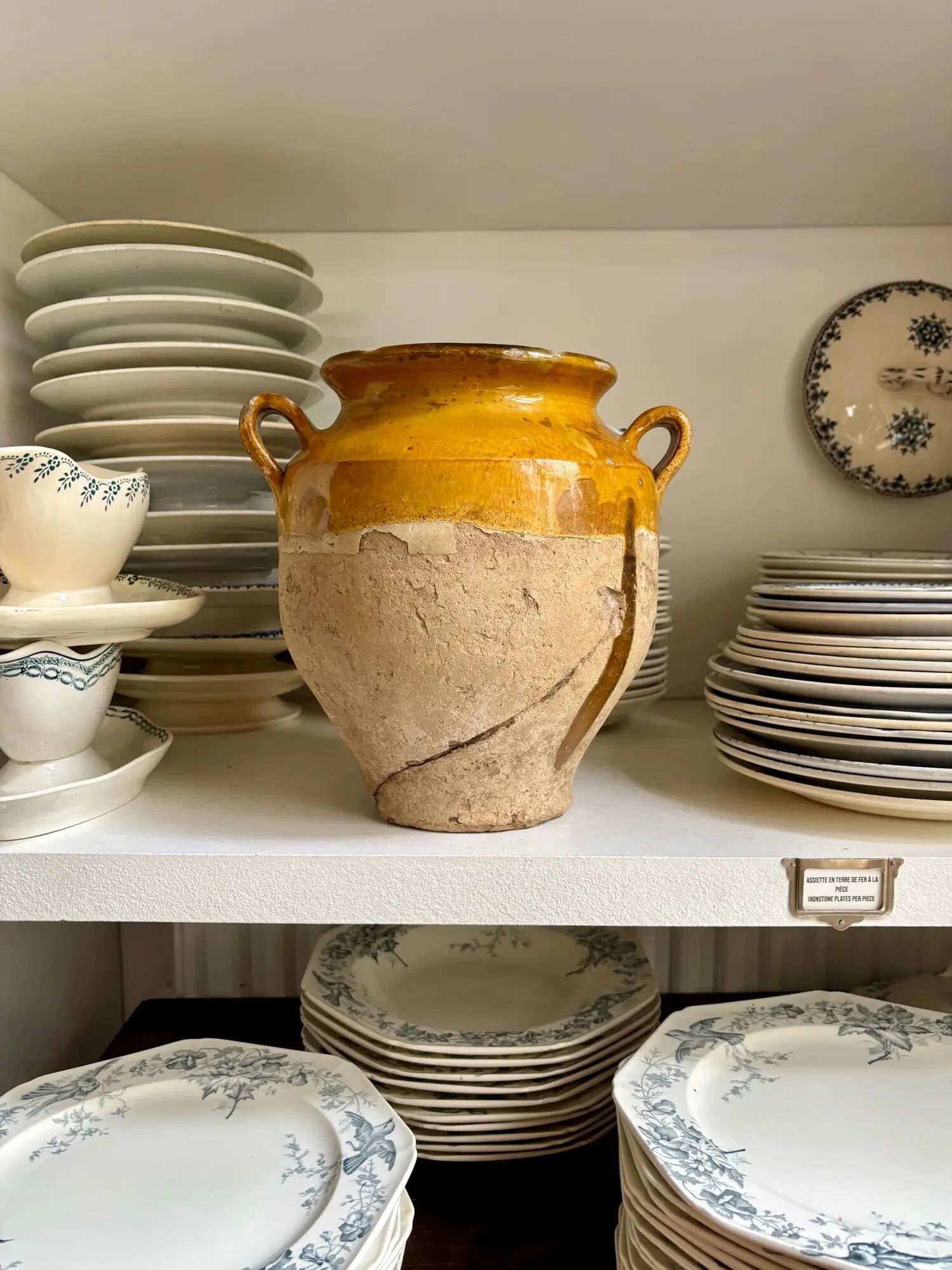 Grease pot, glazed ochre ceramic jar no. 3 - 18th century