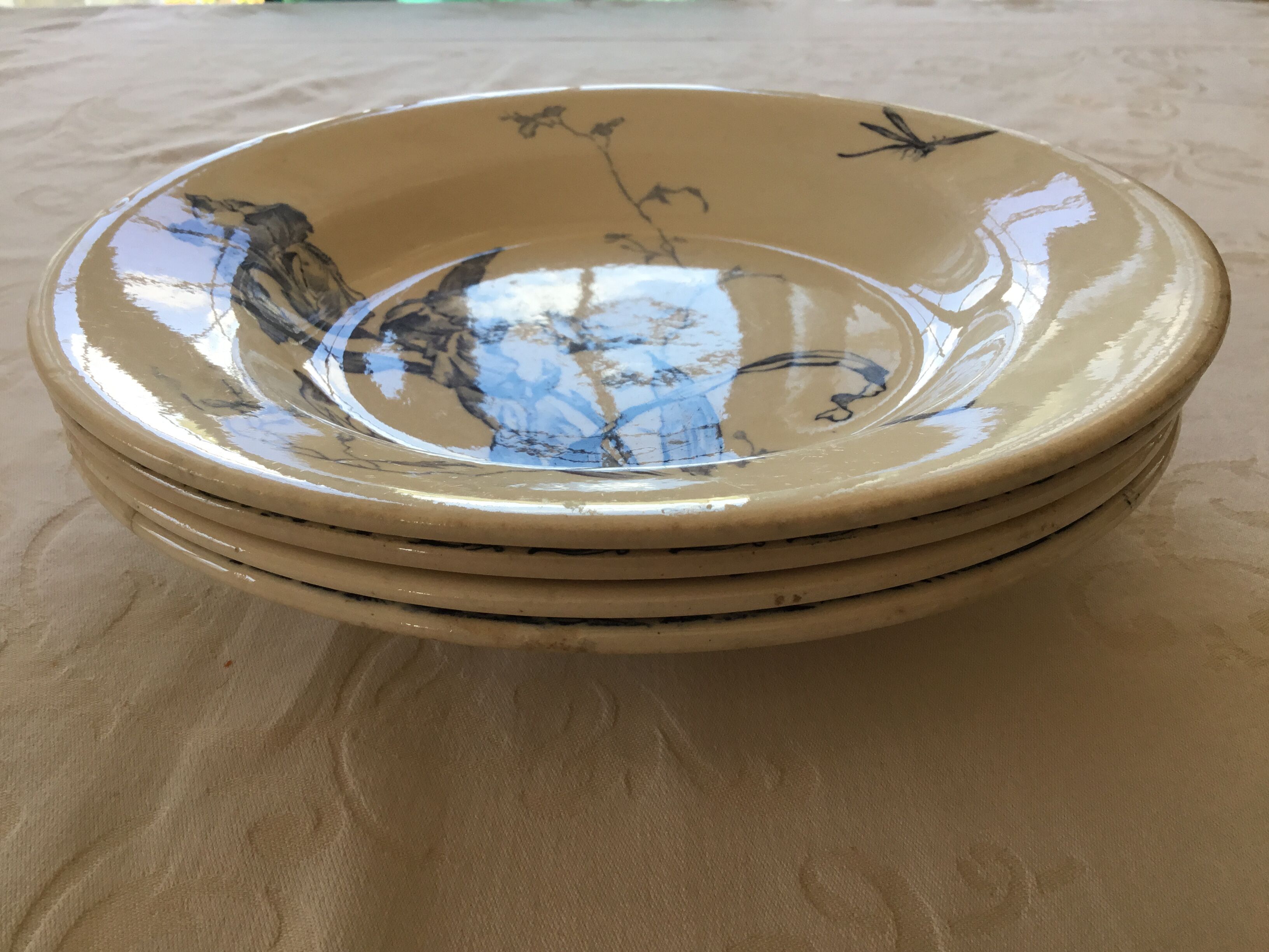 Lot of 4 hollow plates earthenware of Gien