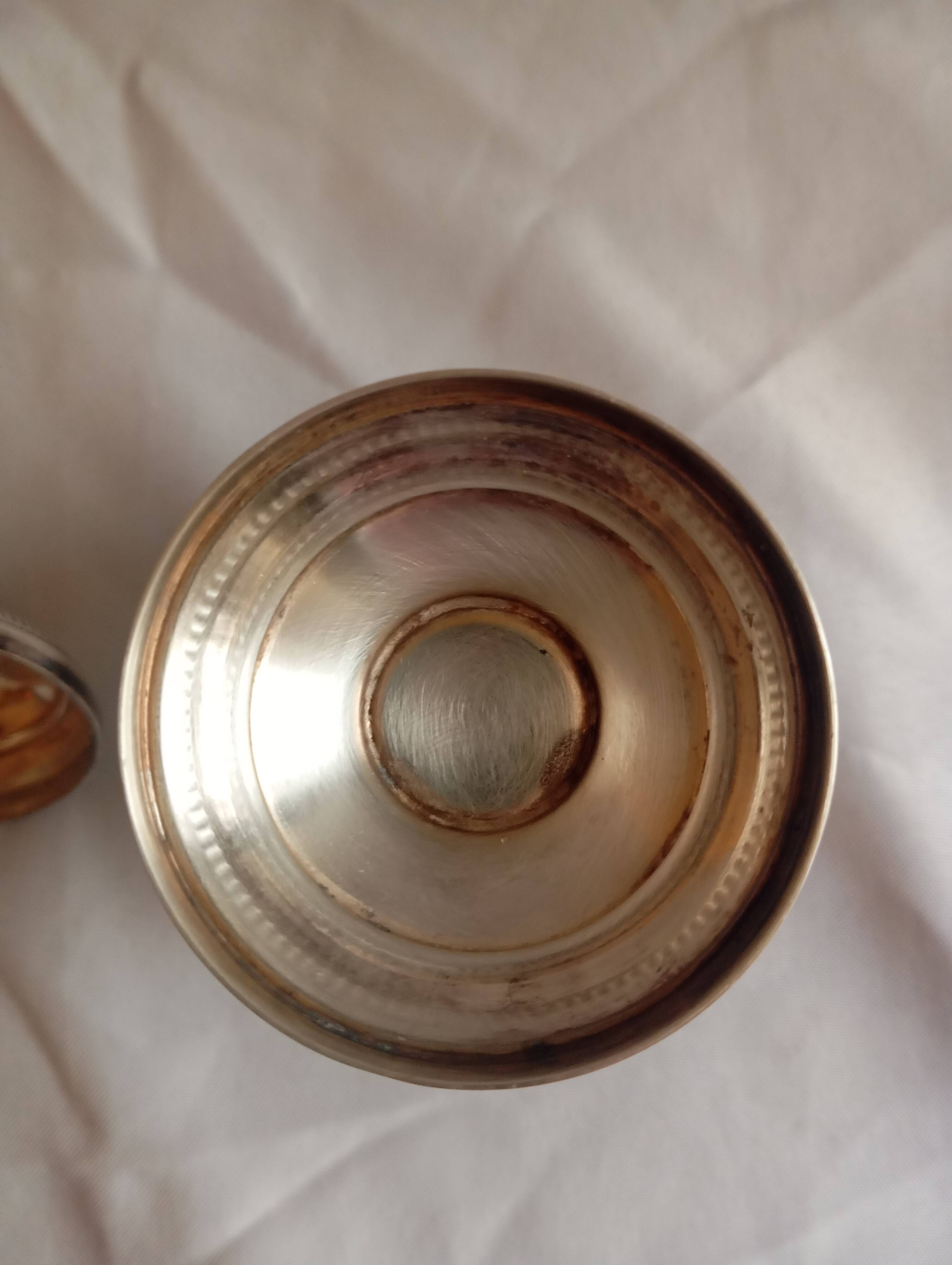 Silver metal mustard jar