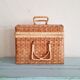 Small suitcase in vintage rattan trunk