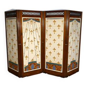 Four-Panel Mahogany Screen – First Part 20th Century