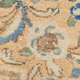 Tapis Persan Ancien Grand Format – Laine Nouée Main, Tons Beige & Bleu