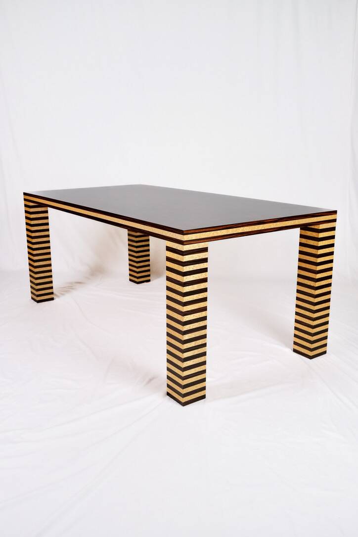Memphis style dining table, wood, Italy