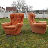 Pair of Steiner velvet armchairs