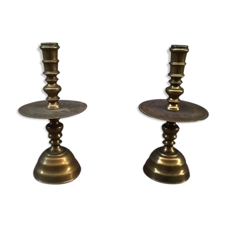 Pair of bronze candlesticks