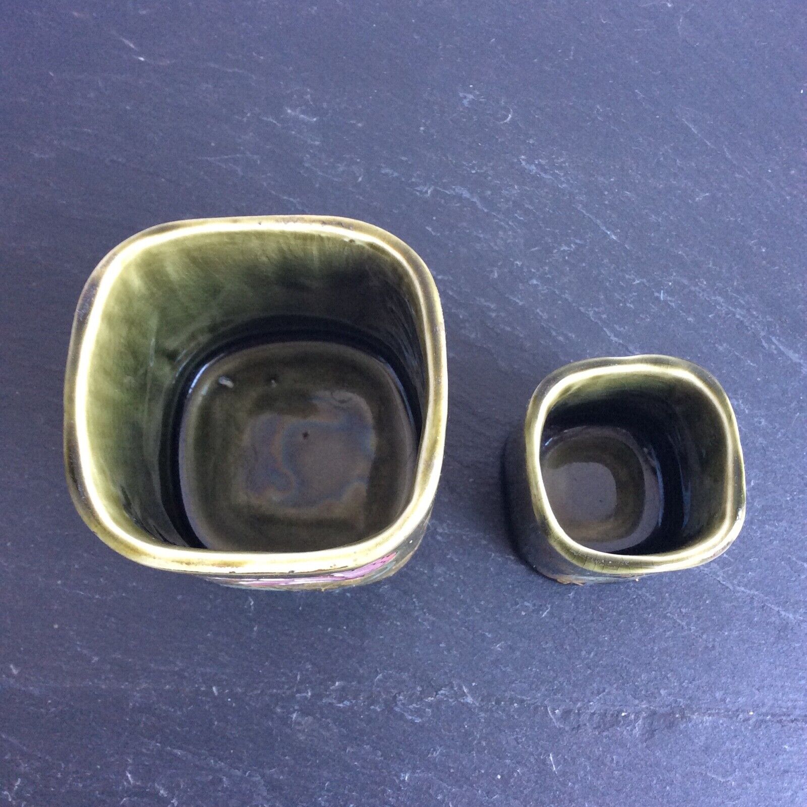 Vases old brown earthenware fives lille art nouveau