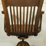 American solid oak armchair, swivel 360 °, tilting & adjustable in height. c. 1920
