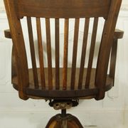 American solid oak armchair, swivel 360 °, tilting & adjustable in height. c. 1920