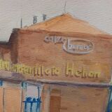 Guido hanset (1910-1992) watercolor on paper view of genoa ? 1968 signed