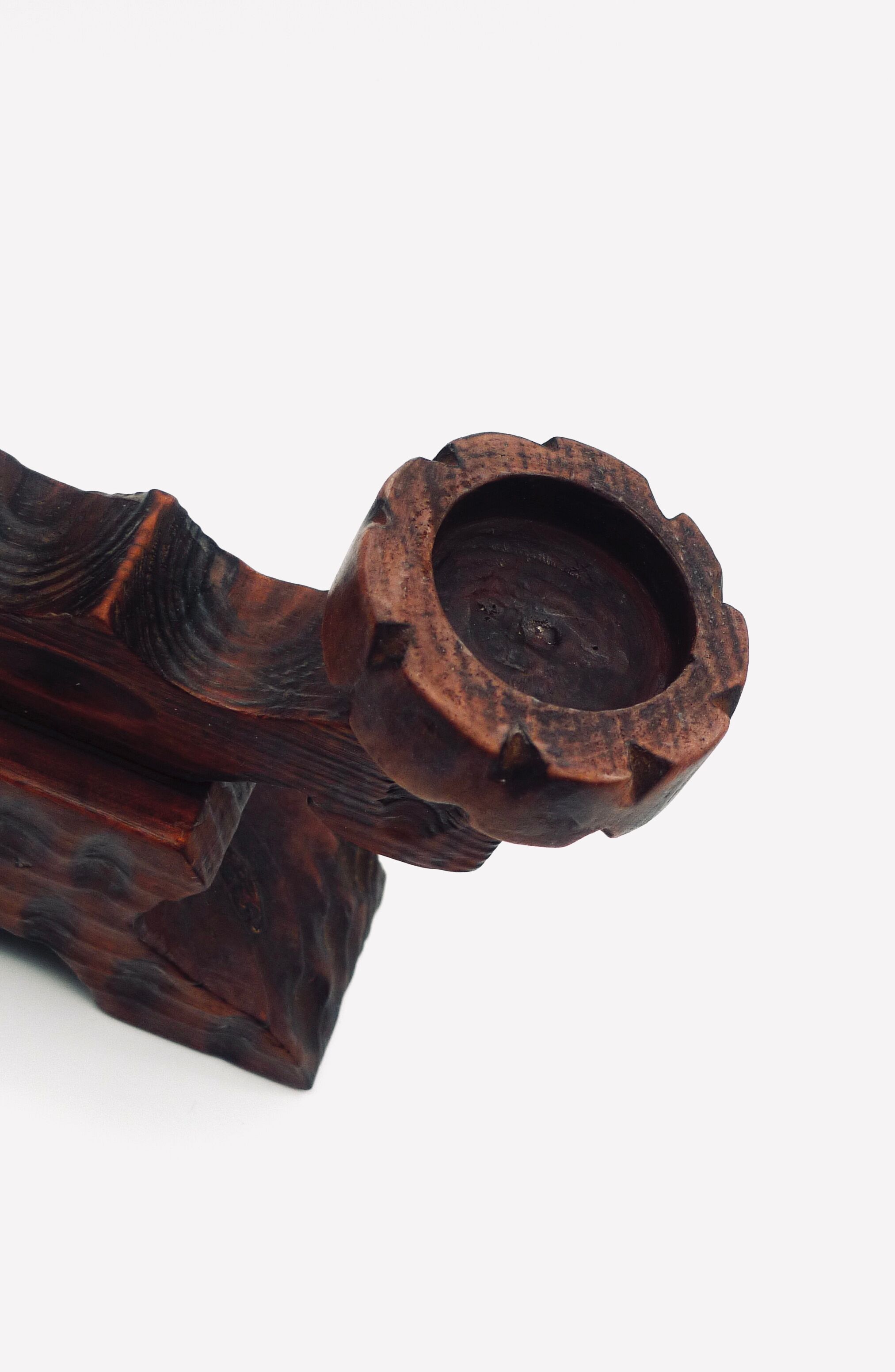 Brutalist wooden candlestick