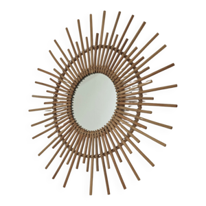 Miroir soleil en rotin