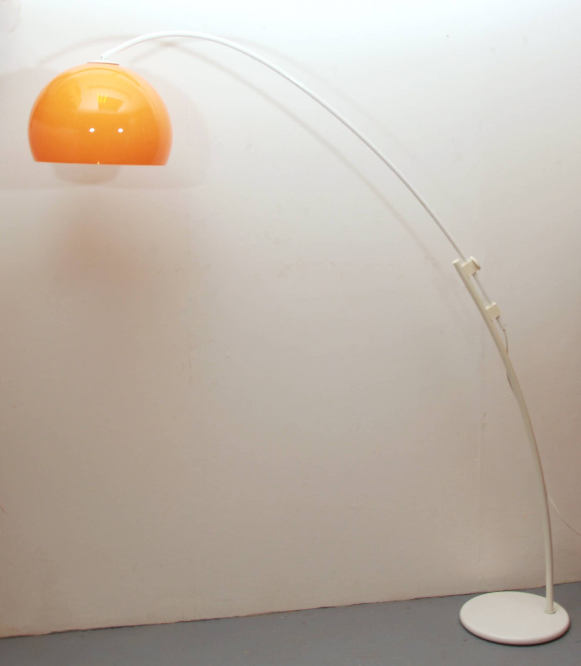 1970s floor lamp /arc lamp i white and orange