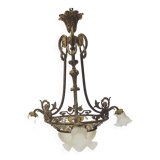 Louis XV style chandelier in bronze and frosted glass 20th century