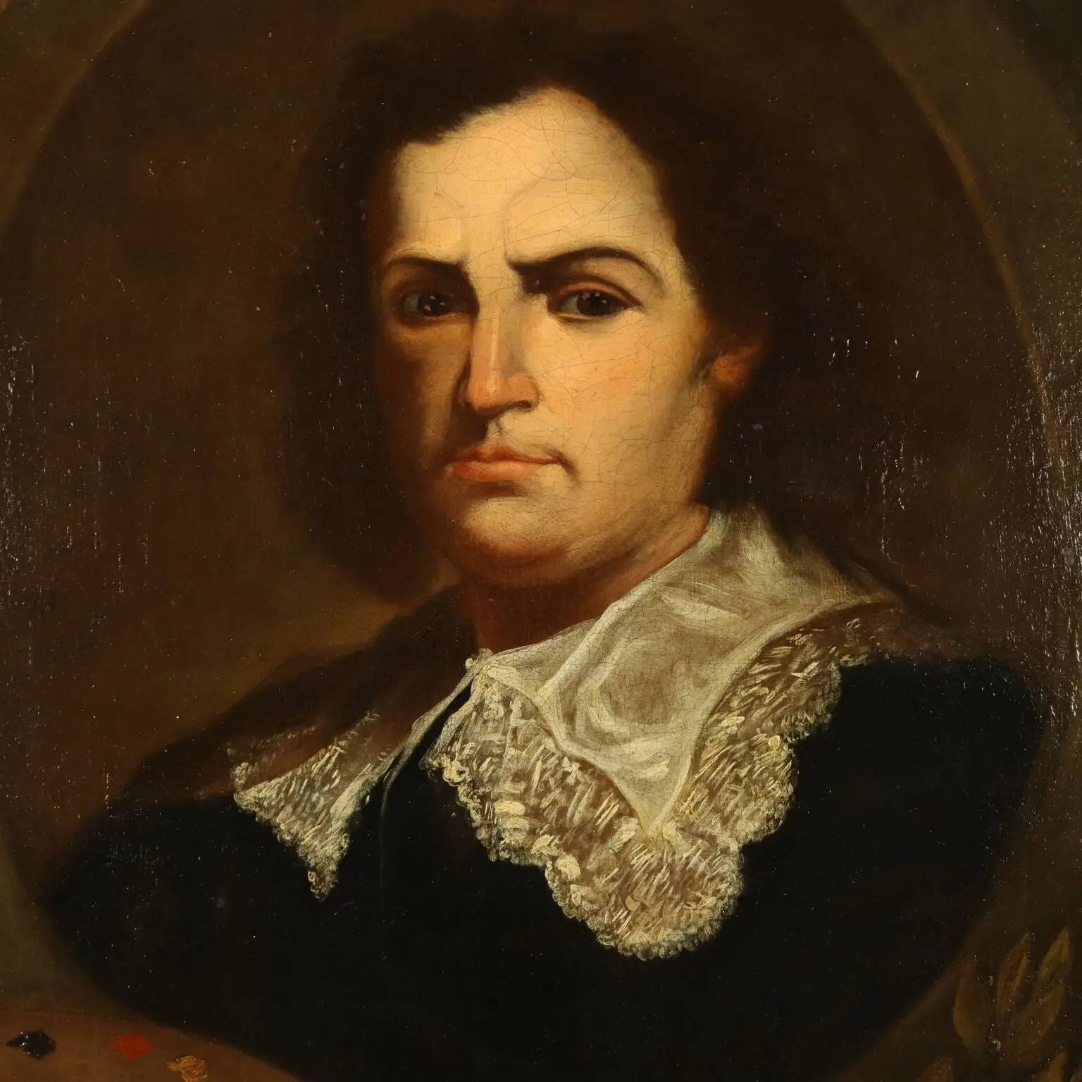 Peinture ancienne Portrait d’un peintre, huile sur toile, XVIIIe siècle