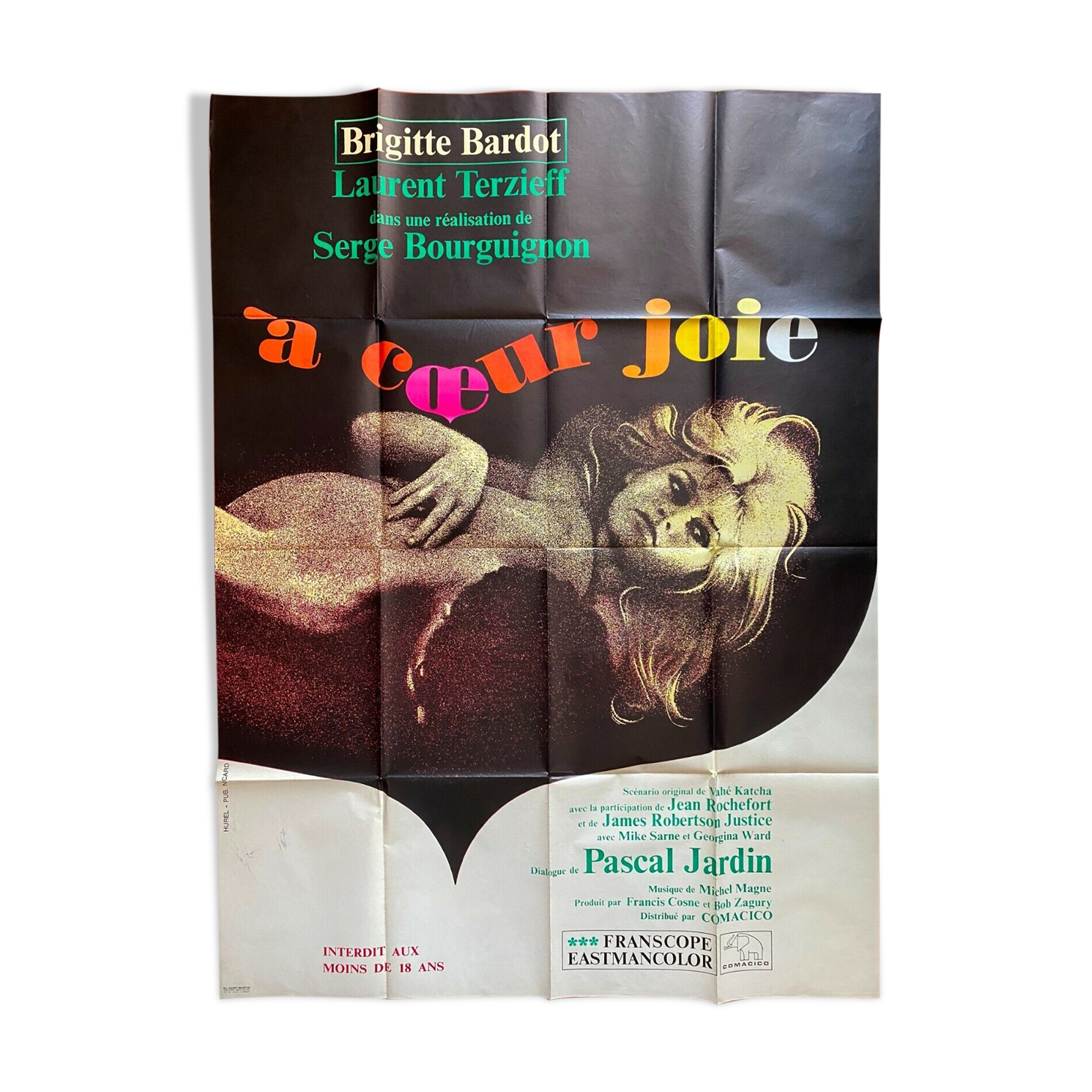 Poster "A coeur joie" Serge Bourguignon, Brigitte Bardot 120x160