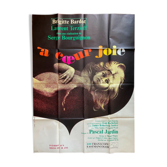 Affiche "A coeur joie" Serge Bourguignon, Brigitte Bardot 120x160