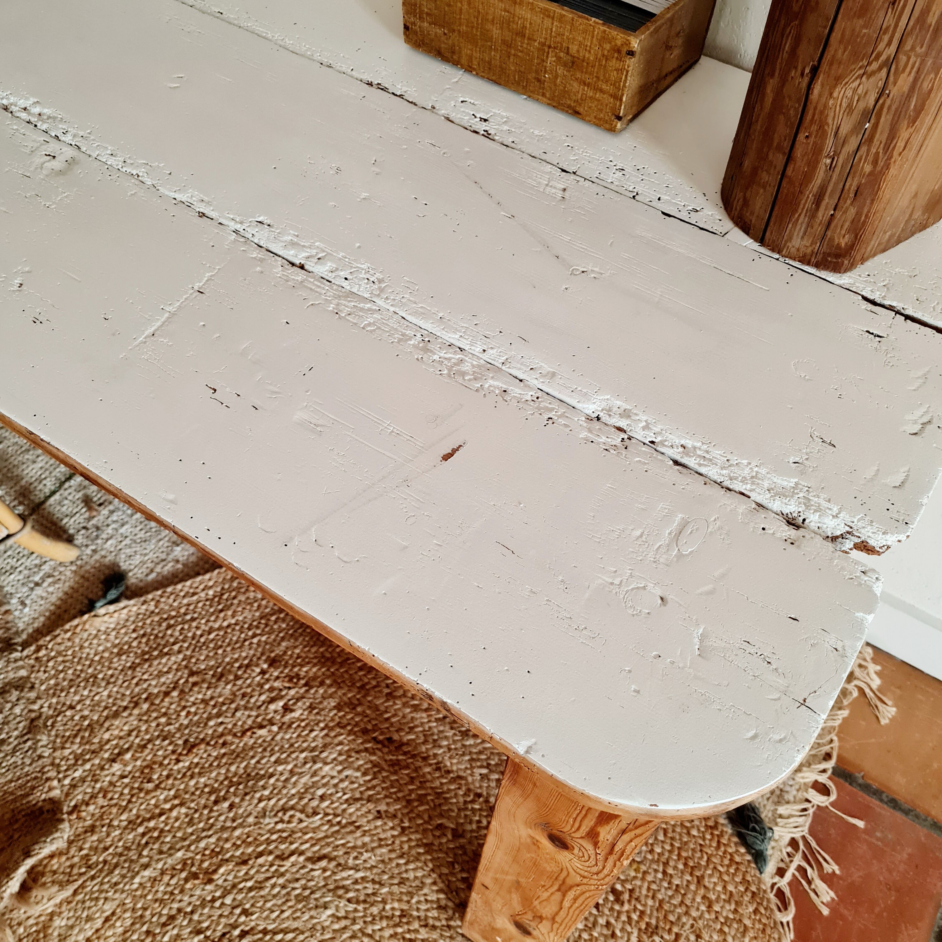 Table d'atelier bureau de métier en bois 1 tiroir plateau blanc