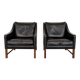 Fredrik Kayser mid-century leather & rosewood lounge chairs – brown leather