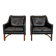 Fredrik Kayser mid-century leather & rosewood lounge chairs – brown leather