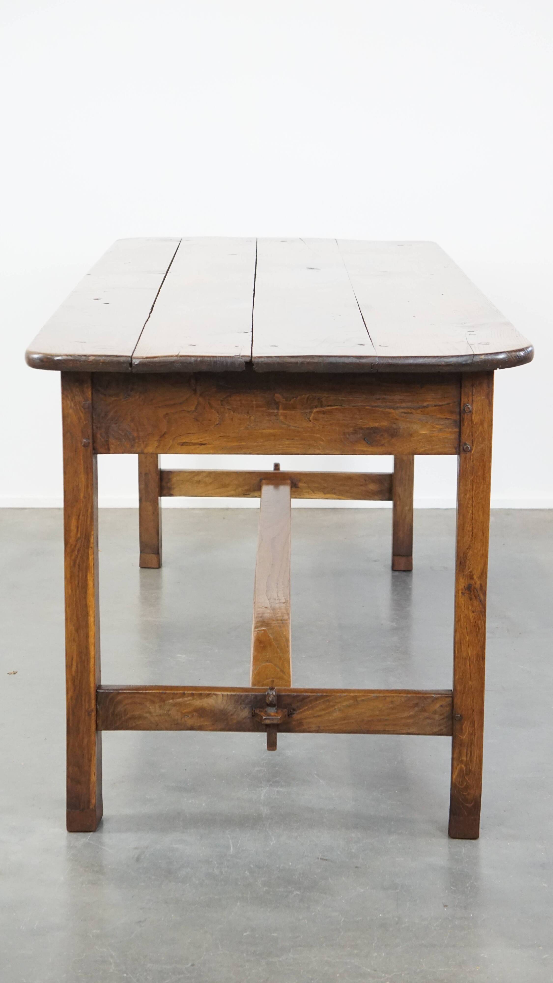 18th-Century Antique Dining Table in Oak with 2 Drawers