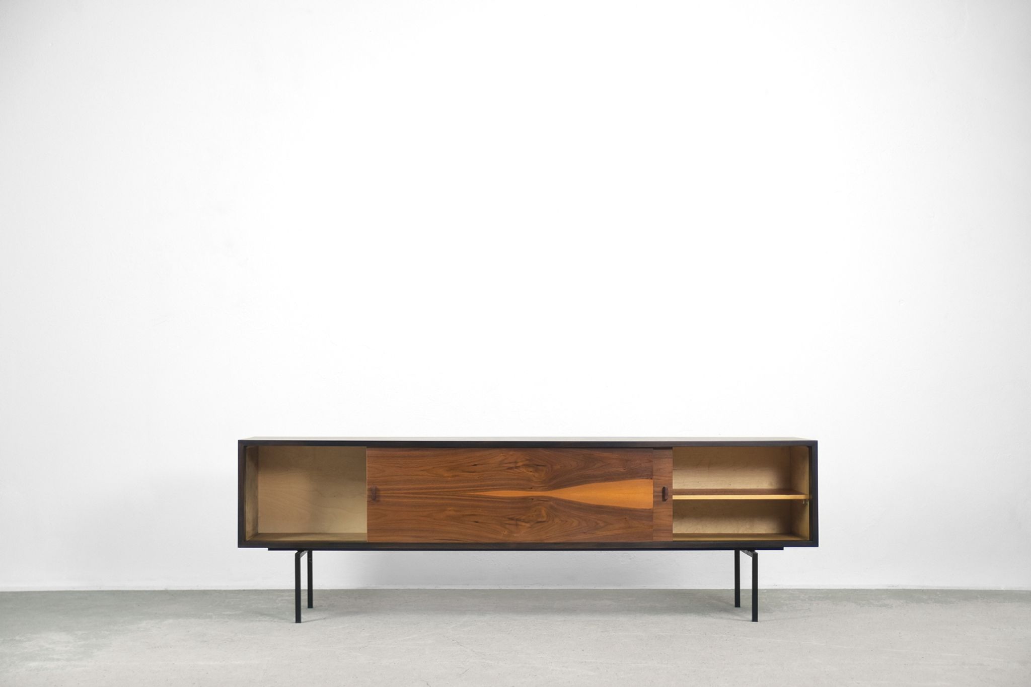 Dutch walnut sideboard with metal legs, 1960s
