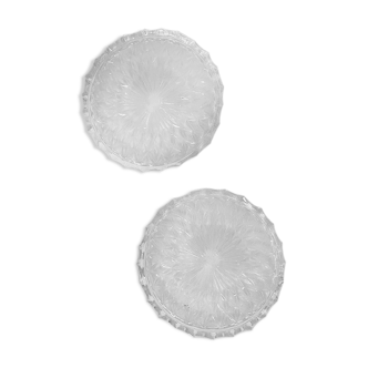 Set of one table mat and two crystal bottle bottoms